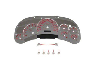US Speedo Stainless Edition Gauge Face; MPH; Red (03-05 Silverado 1500 w/ Transmission Temperature Gauge)