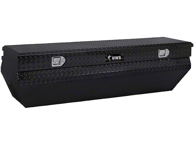 UWS 55-Inch Aluminum Wedge Angled Utility Chest Tool Box; Gloss Black (03-24 RAM 1500 w/ 5.7-Foot & 6.4-Foot Box & w/o RAM Box)