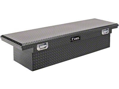 UWS 69-Inch Aluminum Crossover Tool Box with Pull Handles; Matte Black (07-24 Silverado 2500 HD)