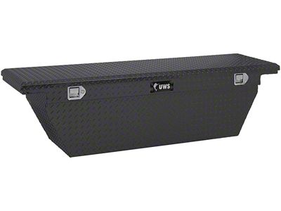 UWS 69-Inch Aluminum Deep Angled Crossover Tool Box; Matte Black (07-24 Silverado 2500 HD)