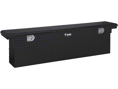 UWS 69-Inch Aluminum Deep Low Profile Slim-Line Crossover Tool Box; Gloss Black (07-24 Silverado 2500 HD)