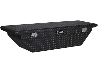 UWS 69-Inch Aluminum Low Profile Angled Crossover Tool Box; Gloss Black (07-24 Silverado 2500 HD)