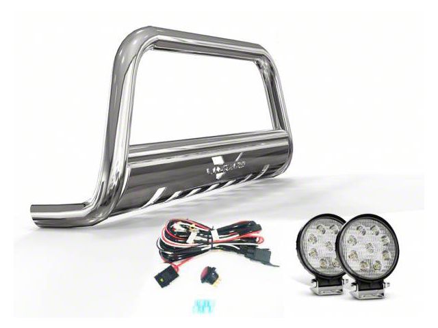Bull Bar with 4.50-Inch Round LED Lights; Stainless Steel (15-22 Colorado)