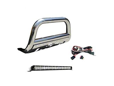 3-Inch Bull Bar with 20-Inch LED Light Bar; Stainless Steel (04-24 F-150, Excluding Raptor)