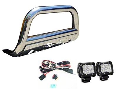 3-Inch Bull Bar with 2.50-Inch LED Cube Lights; Stainless Steel (04-25 F-150, Excluding Raptor)