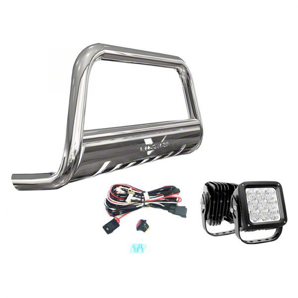 3-Inch Bull Bar with 4.50-Inch LED Cube Lights; Stainless Steel (04-24 F-150, Excluding Raptor)
