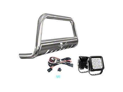 3-Inch Bull Bar with 4.50-Inch LED Cube Lights; Stainless Steel (04-24 F-150, Excluding Raptor)