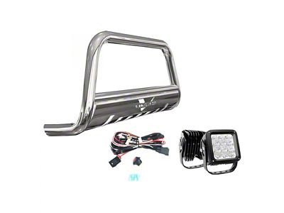 3-Inch Bull Bar with 4.50-Inch LED Cube Lights; Stainless Steel (04-25 F-150, Excluding Raptor)