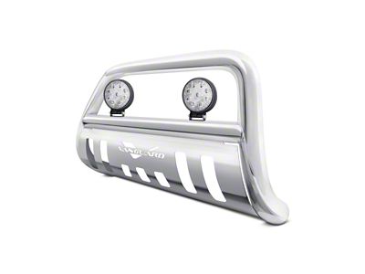 Bull Bar with 4.50-Inch Round LED Lights; Stainless Steel (04-24 F-150, Excluding Raptor)