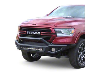 HD Front Bumper with Hoop; Black (19-24 RAM 1500, Excluding Rebel & TRX)