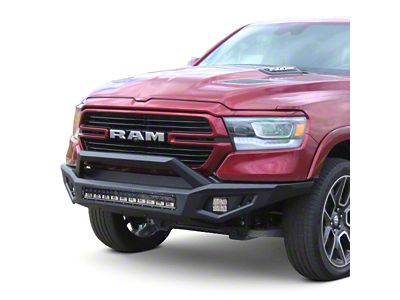 HD Front Bumper with Hoop; Black (19-24 RAM 1500, TRX)