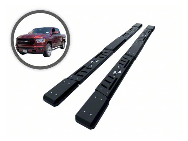 Optimus Side Step Bars; Black (02-08 RAM 1500 Quad Cab)