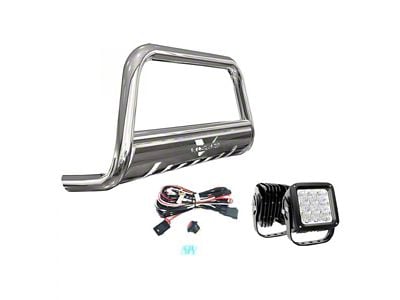 Bull Bar with 4.50-Inch LED Cube Lights; Stainless Steel (07-13 Silverado 1500)
