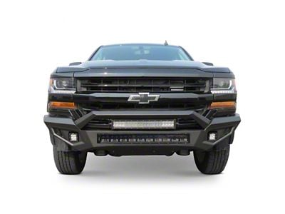 HD Front Bumper with Hoop; Black (16-18 Silverado 1500)