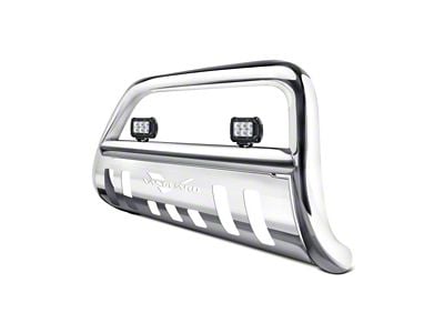 Bull Bar with 2.50-Inch LED Cube Lights; Stainless Steel (07-14 Silverado 3500 HD)