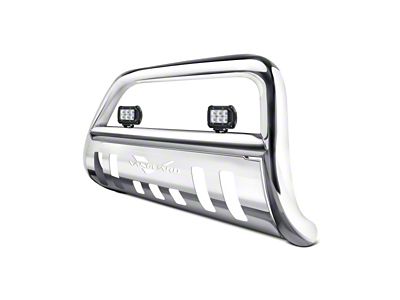 Bull Bar with 2.50-Inch LED Cube Lights; Stainless Steel (99-06 Silverado 1500)