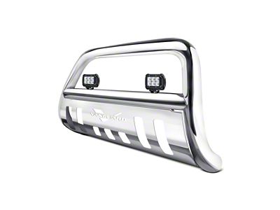 Bull Bar with 2.50-Inch LED Cube Lights; Stainless Steel (14-18 Silverado 1500)
