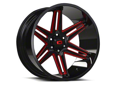 Vision Off-Road Razor Gloss Black Milled Spoke with Red Tint 8-Lug Wheel; 24x12; -51mm Offset (03-09 RAM 3500 SRW)