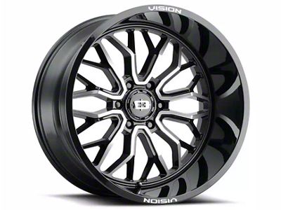 Vision Off-Road Riot Gloss Black Machined 6-Lug Wheel; 22x10; -19mm Offset (07-13 Sierra 1500)
