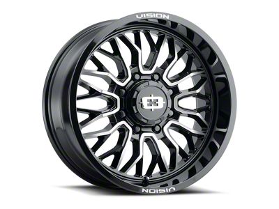 Vision Off-Road Riot Gloss Black Machined 8-Lug Wheel; 24x12; -51mm Offset (07-10 Sierra 2500 HD)