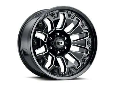 Vision Off-Road Armor Gloss Black Milled Spoke with Black Bolt Inserts 6-Lug Wheel; 20x9; 12mm Offset (07-13 Silverado 1500)