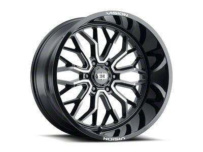 Vision Off-Road Riot Gloss Black Machined 8-Lug Wheel; 22x12; -51mm Offset (07-10 Silverado 3500 HD SRW)