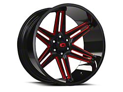 Vision Wheel Razor Gloss Black Milled Spoke with Red Tint 6-Lug Wheel; 22x12; -51mm Offset (07-14 Tahoe)
