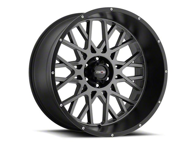 Vision Off-Road Rocker Anthracite with Satin Black Lip 8-Lug Wheel; 20x12; -51mm Offset (10-18 RAM 2500)