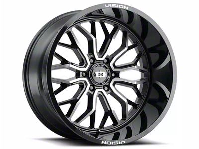 Vision Off-Road Riot Gloss Black Machined 6-Lug Wheel; 22x10; -19mm Offset (14-18 Silverado 1500)