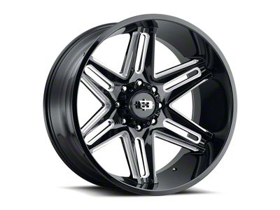 Vision Off-Road Razor Gloss Black Milled Spoke 8-Lug Wheel; 24x12; -51mm Offset (15-19 Sierra 2500 HD)
