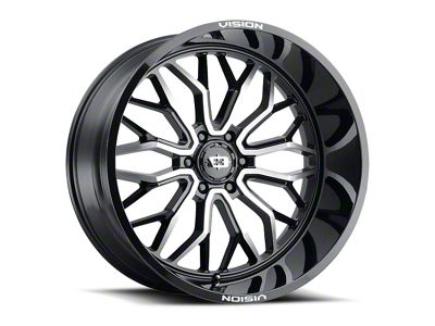 Vision Off-Road Riot Gloss Black Machined 8-Lug Wheel; 24x12; -51mm Offset (15-19 Sierra 2500 HD)