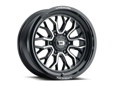 Vision Off-Road Riot Gloss Black Machined 8-Lug Wheel; 18x9; 12mm Offset (15-19 Silverado 2500 HD)