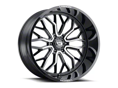 Vision Off-Road Riot Gloss Black Machined 8-Lug Wheel; 24x12; -51mm Offset (15-19 Silverado 3500 HD SRW)