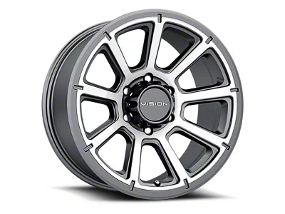 Vision Off-Road Turbine Gunmetal Machined Face 8-Lug Wheel; 20x9; 12mm Offset (15-19 Silverado 3500 HD SRW)