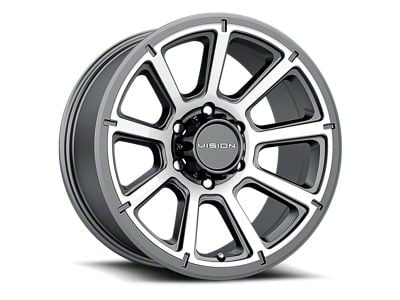 Vision Off-Road Turbine Gunmetal Machined Face 8-Lug Wheel; 17x8.5; 18mm Offset (17-22 F-250 Super Duty)