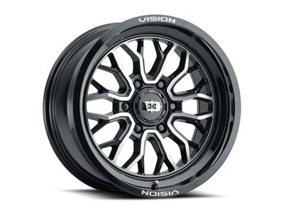 Vision Off-Road Riot Gloss Black Machined 6-Lug Wheel; 20x12; -51mm Offset (19-26 Silverado 1500)