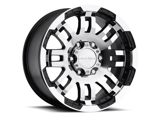 Vision Off-Road Warrior Gloss Black Machined 6-Lug Wheel; 16x8; 12mm Offset (91-96 Dakota)