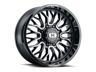 Vision Off-Road Riot Gloss Black Machined 8-Lug Wheel; 24x12; -51mm Offset (94-02 RAM 3500 SRW)