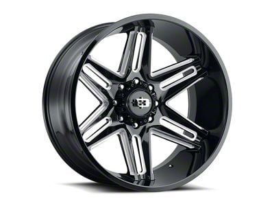 Vision Off-Road Razor Gloss Black Milled Spoke 8-Lug Wheel; 24x12; -51mm Offset (06-08 RAM 1500 Mega Cab)
