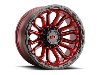 Vision Off-Road Korupt Gloss Red with Gloss Black Lip 8-Lug Wheel; 17x9; 12mm Offset (01-06 Sierra 3500 HD SRW)