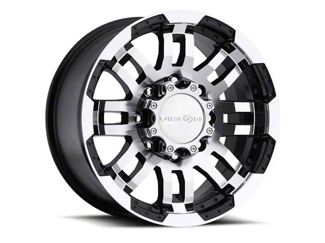 Vision Off-Road Warrior Gloss Black Machined 8-Lug Wheel; 17x8.5; 18mm Offset (07-10 Silverado 2500 HD)