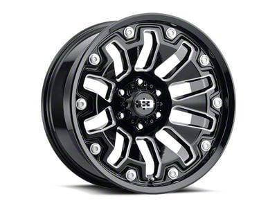 Vision Off-Road Armor Gloss Black Milled with Black Bolt Inserts 6-Lug Wheel; 18x9; -12mm Offset (19-24 RAM 1500)