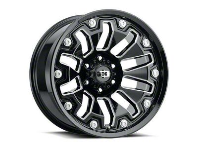 Vision Off-Road Armor Gloss Black Milled with Black Bolt Inserts 5-Lug Wheel; 18x9; 12mm Offset (09-18 RAM 1500)