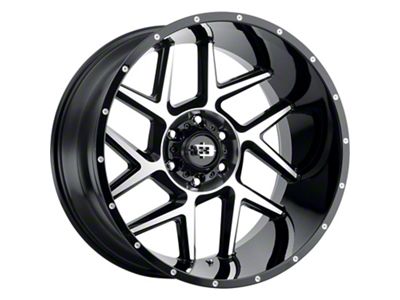 Vision Off-Road Sliver Gloss Black Machined 8-Lug Wheel; 20x9; 12mm Offset (20-24 Sierra 2500 HD)