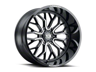 Vision Off-Road Riot Gloss Black Machined 8-Lug Wheel; 20x9; 12mm Offset (11-14 Sierra 2500 HD)