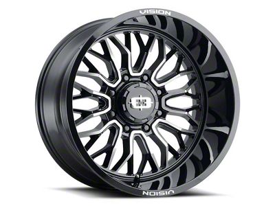 Vision Off-Road Riot Gloss Black Machined 8-Lug Wheel; 22x12; -51mm Offset (15-19 Sierra 2500 HD)