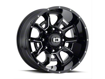 Vision Off-Road Bomb Gloss Black Machined 8-Lug Wheel; 20x9; 12mm Offset (07-25 Silverado/Sierra 2500 HD)