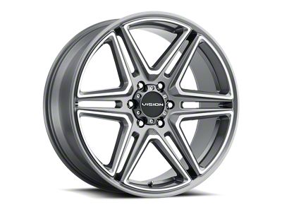 Vision Wheel Wedge Gunmetal Machined 6-Lug Wheel; 24x9.5; 30mm Offset (19-26 RAM 1500)