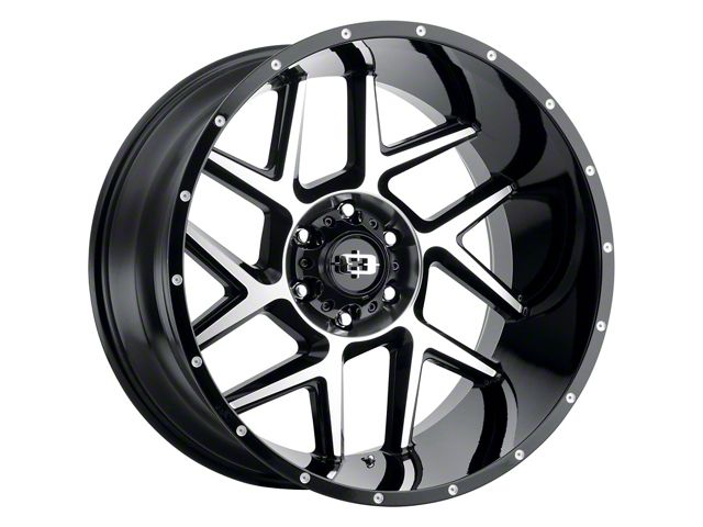 Vision Off-Road Sliver Gloss Black Machined 8-Lug Wheel; 20x9; 12mm Offset (11-16 F-350 Super Duty SRW)