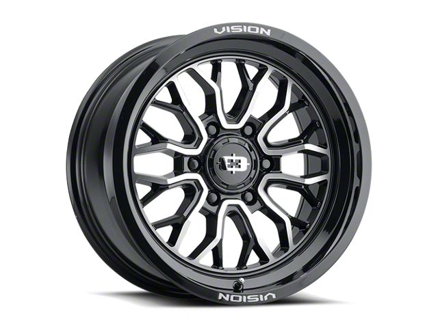 Vision Off-Road Riot Gloss Black Machined 8-Lug Wheel; 20x9; 12mm Offset (11-16 F-350 Super Duty SRW)